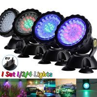 【☄New Arrival☄】 huoyanping ไฟ Led โคมไฟน้ำพุ1เซ็ต1/2/4ไฟสระว่ายน้ำ Rgb ใต้น้ำบ่อปลั๊ก Eu 7แบบ100-240V ไฟตกแต่งบ่อน้ำ