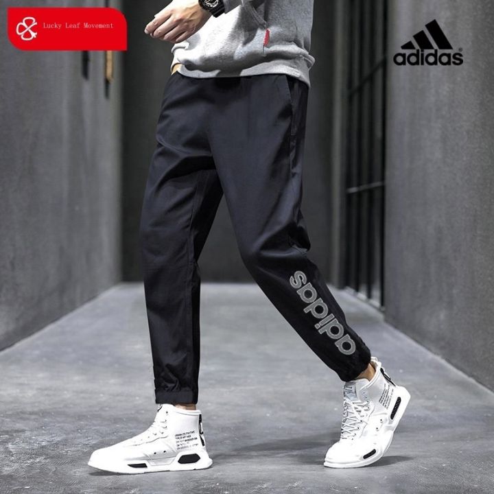 adidas-black-woven-trousers-for-men-2023-autumn-new-training-pants-leggings-casual-pants-breathable-sports-pants