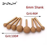 (Rui baoG)1PCS 6MM Shank 12MM To 25MM Brazed Diamond Grinding Head Burrs แกะสลัก Peeling สำหรับหยกหินคอนกรีตเซรามิค Mill Handle