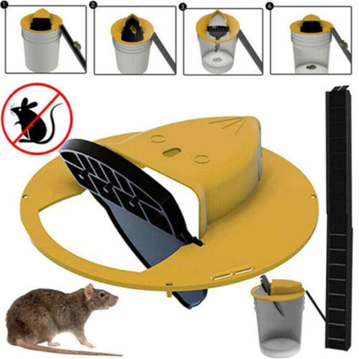 New Reusable Smart Mouse Rat Trap Plastic Bucket Lid Mousetrap Humane 