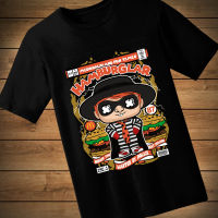 #073 เสื้อยืดลายการ์ตูน HAMBURGLAR เสื้อยืดสีดำ เสื้อใส่เล่น เสื้อยืด เสื้อคอกลม ใส่สบาย เสื้อสกรีน เสื้อสั่งทำ เสื้อยืดแขนสั้น เสื้อเท่