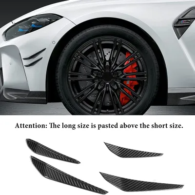 Real Dry Carbon Fiber Front Side Canards Trim for BMW- M Series M3 G80 M4 G82 G83 2021 2022 Accessories, 4 Pack
