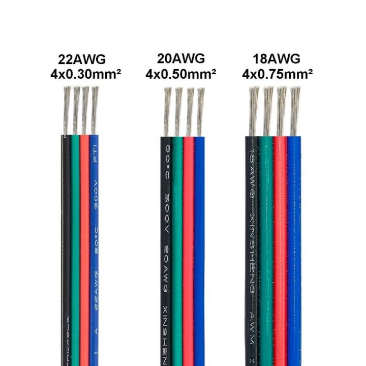 4 Pin 18/20/22AWG Electrical Wire 10m 20m Extension Cable For 3528 5050 ...