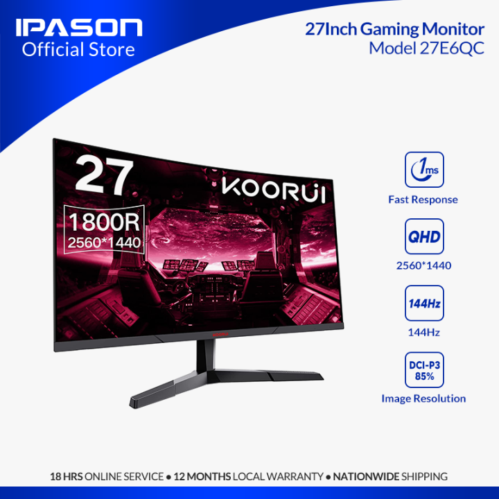 KOORUI 27E6QC QHD Curved 27 Inch Monitor, Fast VA Computer Gaming