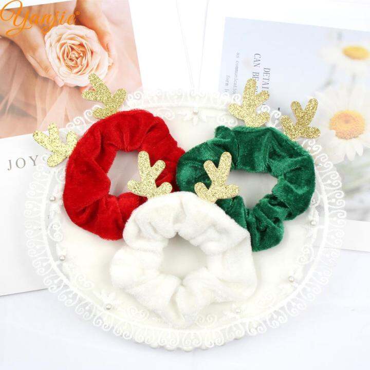 12pcslot-christmas-festival-velvet-deer-antler-girls-ponytail-scrunchies-european-diy-hair-accessories-women-hair-bands