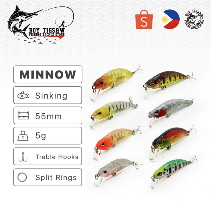 DK ☼5pcs 55mm 5g Saltwater Fishing Lure Minnow Sinking Jerkbait with