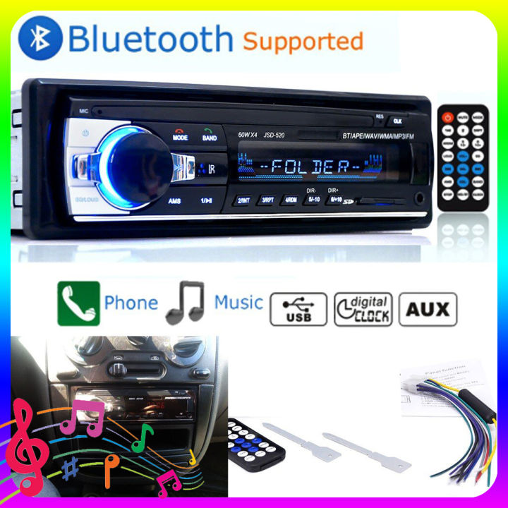 จัดส่ง24ชม-jsd-520-เครื่องรับวิทยุสเตอริโอในรถยนต์-bluetooth-aux-input-in-dash-head-unit-พร้อมรีโมทคอนโทรลรองรับ-tf-card-usb-flash-drive-cod