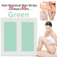 40pcs=20sheets Professional Summer Green Hair Removal Double Sided Cold Wax Strips Paper For Leg Body Face Epilator Set