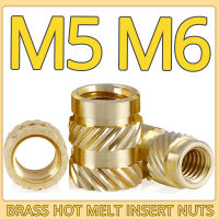 20Pcs M5 M6ทองเหลืองร้อนละลาย Inset Nuts ความร้อนทองแดงด้ายความร้อนแทรก Knurled ฉีดทองเหลืองโลหะล็อคสกรู Nut