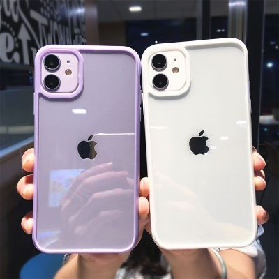 【CC】 Transparent Color Shockproof Border iPhone 13 12 X XR XS 7 8 2020 Back Cover