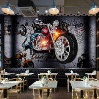 [hot]Custom 3D Papel De Parede Wall Murals Wallpaper Motorcycle Broken Personality Retro Bar KTV Restaurant Photo Poster Home Décor