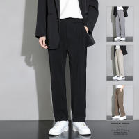 Fast Shipping Ice Silk Pants MenS Summer Thin Models Loose Casual Trousers Trend High -End Straight Tube Anti -Wrinkle