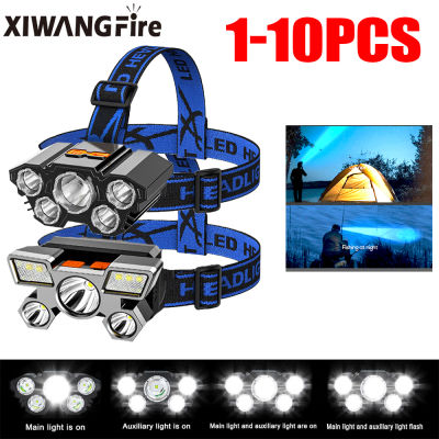 5LED with Built-in 18650 Battery USB Rechargeable Portable Flashlight Lantern Torch Headlamp Outdoor Camping Headlight fishing
