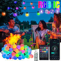 ไฟสตริง LED กลางแจ้งไฟ LED กันน้ํา RGB Music Sync รีโมท App ไฟเชือกควบคุมสําหรับตกแต่งบ้าน