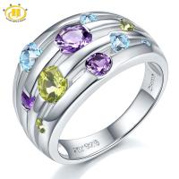 Natural Gemstone Silver Rings 925 Solid Silver Wedding Rings Colorful Crystal Rings Original Design Exquisite Engagement Rings