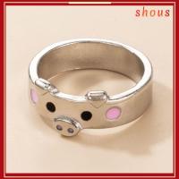 SHOUS เครื่องประดับ ผู้หญิงผู้ชาย Unisex หมู วินเทจ โบฮีเมียน แหวนนำโชค แหวนหมู สัตว์สร้างสรรค์