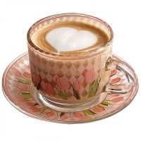 Genuine Original High-end MOTUO ins style French simple retro tulip high value afternoon tea glass coffee cup and saucer set