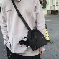 Ulzzang Korean Fashion Nylon Men Drawstring Sling Crossbody Bucket Bag 【JULE】