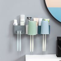 3 Colors Wall-Mounted Toothbrush Holder Bathroom Punch-Free Tooth Cup Rack Wall-Mounted Mouthwash Cup Holder Storage BoxTH