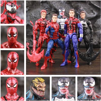 ZZOOI Marvel Amazing Spiderman Peter Park Animated Venom Carnage Black Symbiote Ben Reilly 6" Action Figure Comics Retro Legends Toys