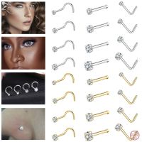 ZS 1PC 18/20G Colorful CZ Crystal Nose Stud 925 Silver Nose Piercing Screw S-Shape Retainer Nostril Piercing Jewelry 2-3.5MM