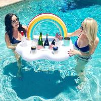 ✈ New inflatable rainbow cloud ice bar beer bucket swimming pool beverage tray