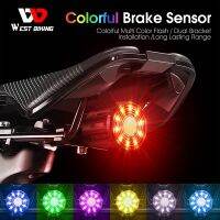 ✌۞ WEST BIKING Bicycle Colorful Rear Light Brake Sensor USB Rechargeable Flash LED Taillights Road Bike MTB Cycling Accessories