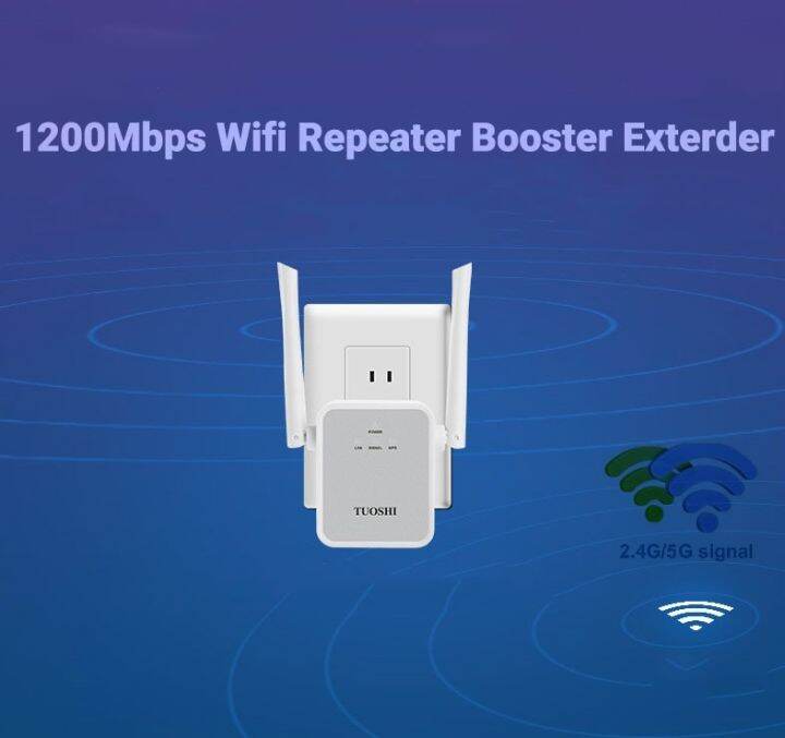 Wall Plug Wifi Repeater 1200mbps Dual band 2.4G+5GHz Wireless Signal