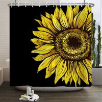 Beautiful Colorful Sunflower Flower Printed Shower Curtains Frabic Waterproof Polyester Decor Bath Curtain With Hooks 240x180cm