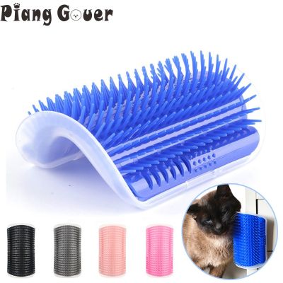 ▤ Corner Pet Brush Comb Play Cat Toy Plastic Scratch Bristles Arch Massager Self Grooming Cat Scratcher