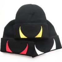 【YD】 Men Knitted Hat Fashion Horn Embroidery Ski Warm Beanie Skullies Cap