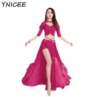 【YD】 Belly Costume Set  Top Shirt Skirt with Hair Band Adult Practice Female Dancewear Outfit