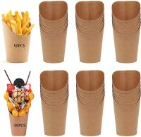 【A Fond Party】50Pcs French Fries Cups กระดาษทิ้งภาชนะบรรจุขนมขบเคี้ยว Charcuterie Baking Take Out Party อุปกรณ์ขนม