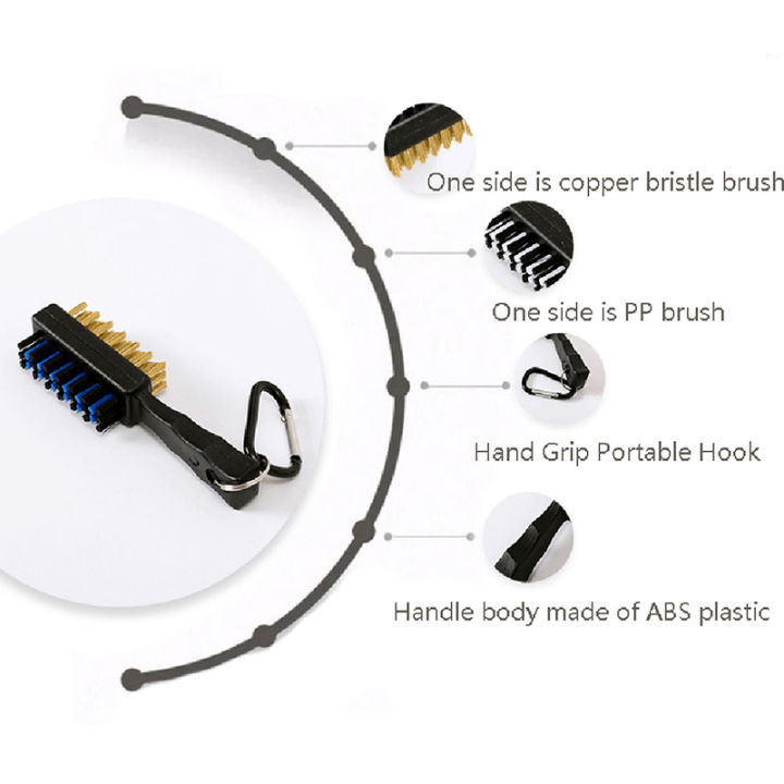 gude001แปรงกอล์ฟคลับที่ทำความสะอาดร่องสองด้านอุปกรณ์ทำความสะอาดแปรงแต่งหน้าขนไนล่อนพกพา