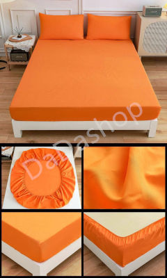 ชุดผ้าปูที่นอน Daa1-12 สีส้ม แบบรัดรอบเตียง ขนาด 3.5 ฟุต 5 ฟุต 6 ฟุต พร้อมปลอกหมอน 4 in1 เตียงสูง10นิ้ว ไม่มีรอยต่อ ไม่ลอกง่าย