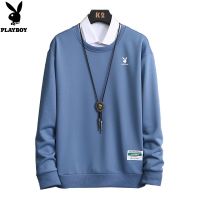 Playboy เสื้อสเวตเตอร์กีฬาคอกลมสีทึบหลวมสำหรับฤดูใบไม้ผลิและฤดูใบไม้ร่วง