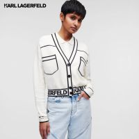 KARL LAGERFELD - CROPPED KARL LOGO CARDIGAN 231W2011 เสื้อไหมพรม