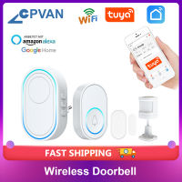 CPVAN Inligent Wireless Doorbell 58 Ring Songs Smart Door Bell Chime EU UK US Plug TUYA APP Wifi Doorbell Alarm System