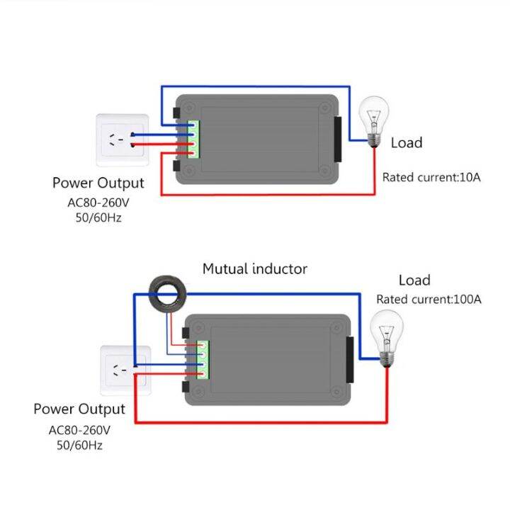 6in1ดิจิตอล-ac-80-260v-เครื่องวัดพลังงานกระแสไฟฟ้าพร้อมหน้าจอแรงดันไฟฟ้า-kwh-วัตต์เมตร100a