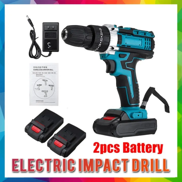 【Ready Stock】Cordless Drill With 2 Li-ion Batteries DC 24/48TV Cordless ...