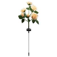 Rose Garden Solar Lights Upgraded Solar Outdoor Lights With 6 Champagne Rose Flowers Lights LED Solar Powered Rose Lights Simulation Flower Solar Decorative Lights Outdoor for Pathway Patio benefit