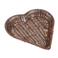 Heart Shaped Fruit Basket Simulation Rattan Weave Storage Snack Sundries Holder Egg Tray Natural