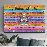 สร้างแรงบันดาลใจบทคัดย่อ7 Rules Of Life ภาพวาดผ้าใบ Hippie Yoga Girl โปสเตอร์และพิมพ์ภาพผนังศิลปะสำหรับห้องนั่งเล่นตกแต่งบ้าน Cuadros