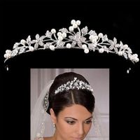 【YF】 Crystal Pearl Bridal Wedding Tiaras and Crowns Hair Accessories Jewelry Rhinestone Tiara Bride Headpiece