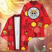 GLEOITE ผู้หญิงผู้ชาย Monkey · D· Luffy อะนิเมะ Kimono Coat ชุดคอสเพลย์สีแดงชุดคอสเพลย์เครื่องแต่งกายชุดอะนิเมะอุปกรณ์ต่อพ่วงเสื้อผ้าคอสเพลย์ Coat