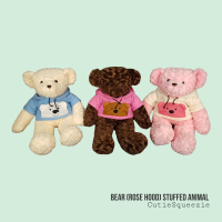ตุ๊กตาหมีโรส ผ้ากุหลาบ ใส่เสื้อฮูด -ขนาด 30 นิ้ว Bear (Rose Hood)  Size 30 inches Stuffed Animal