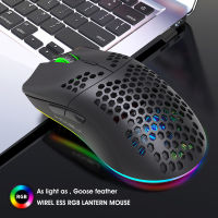 HXSJ เมาส์สำหรับเล่นเกมไร้สาย RGB Luminous Ultra Light USB 2.4G Cellular 3600DPI สำหรับคอมพิวเตอร์สำนักงานโน๊ตบุ๊คแล็ปท็อป Mice