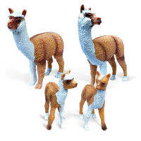 จำลองสัตว์น่ารัก Figurines Alpaca ฟาร์มแอ็คชั่นเทศกาลของขวัญวันเกิดสำหรับเด็กเด็กตลกของเล่นรุ่นเก็บ