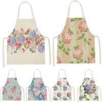 New Plant Style Tablier Enfant Sleeveless Cotton Linen Aprons Apron Flowers Pattern Cleaning Pinafore Household Custom Apron Bib