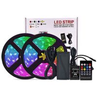 5M/10M DC12V 5050 60 LEDs/m RGB(no IC) led flexilbe strip + music controller + power adaptor led strip light kit LED Strip Lighting